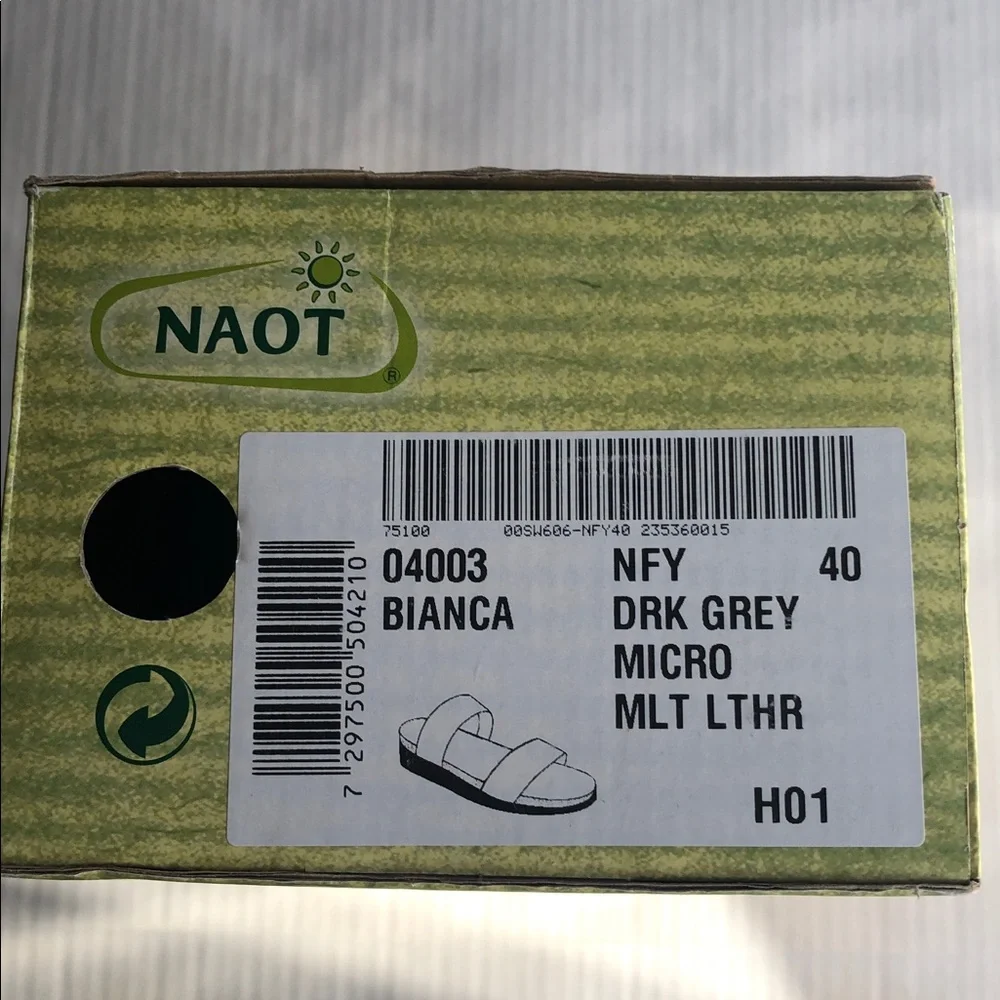 NAOT Bianca Dark Gray Wedge Sandals with Tiny Silver Studs Size 40